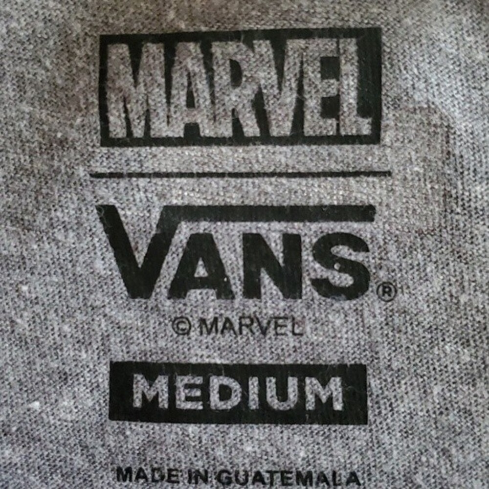 Vans Off The Wall Women's X Captain Marvel Ringer Tee T-Shirt in Grey Racing Red - Picture 5 of 6